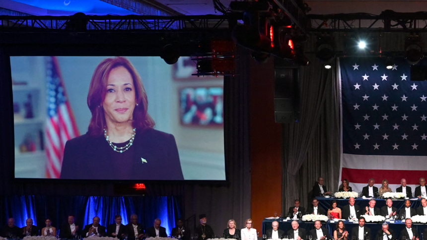 Critics Slam Harris for ‘Cringe-Worthy’ Pre-Recorded Video at Catholic Charity Dinner